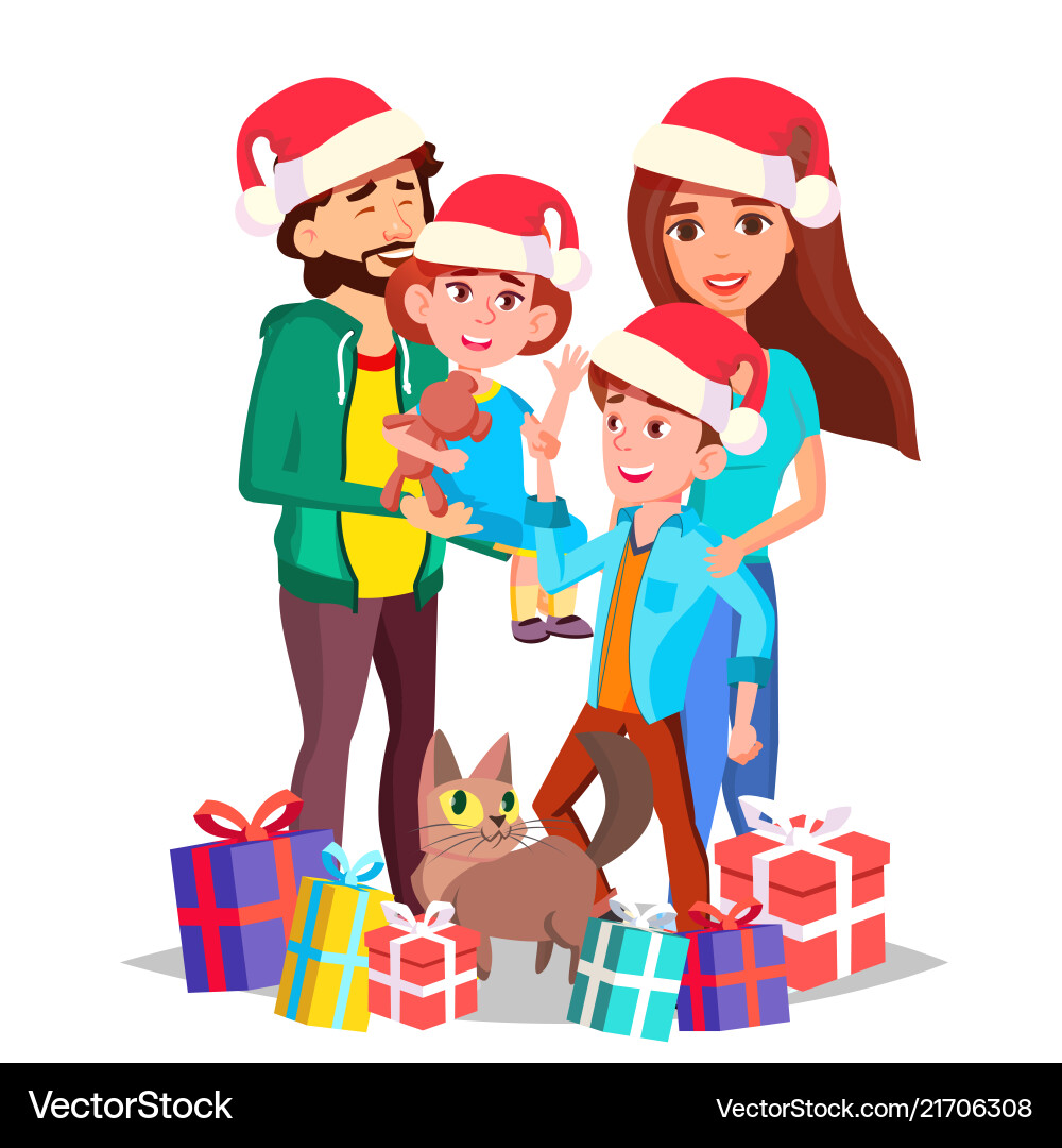 Christmas family mom dad children Christmas family mom dad children vector image