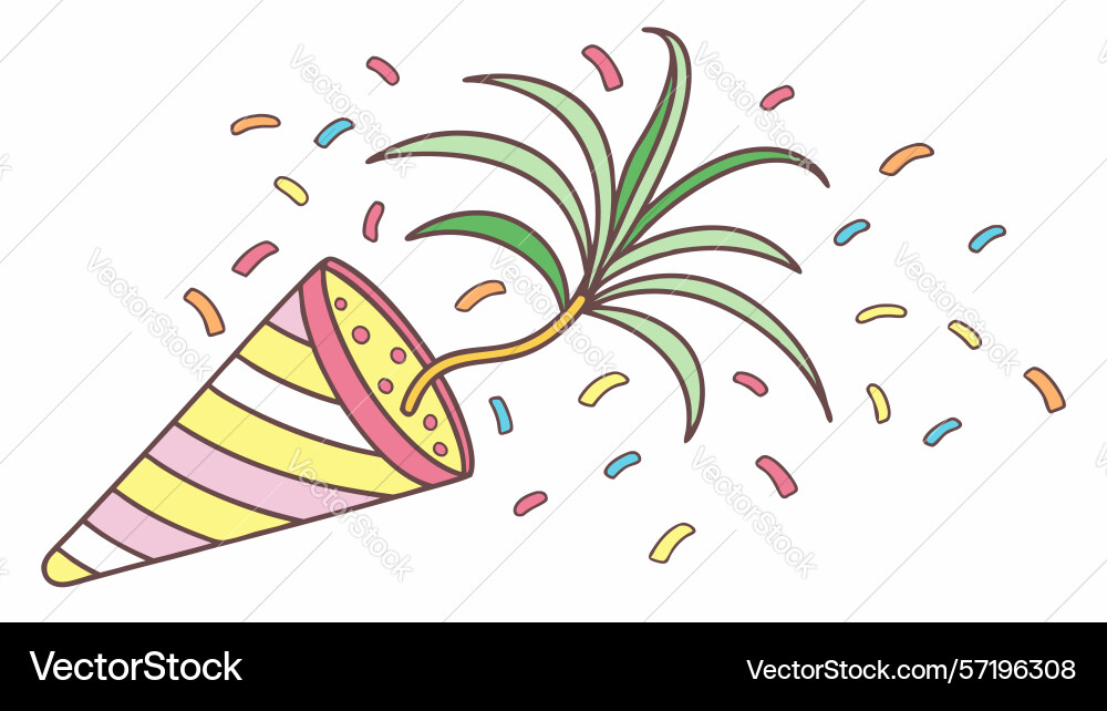 Dynamic confetti explosion from a party popper Vector Image