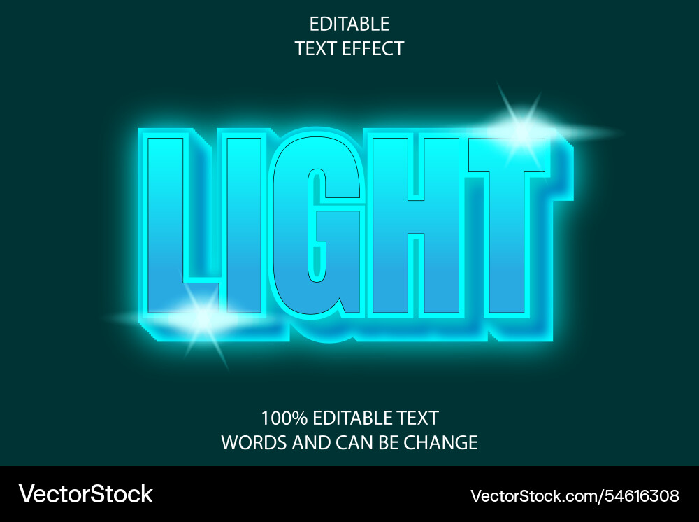 Editable text effect 3d emboss neon style Editable text effect 3d emboss neon style vector image