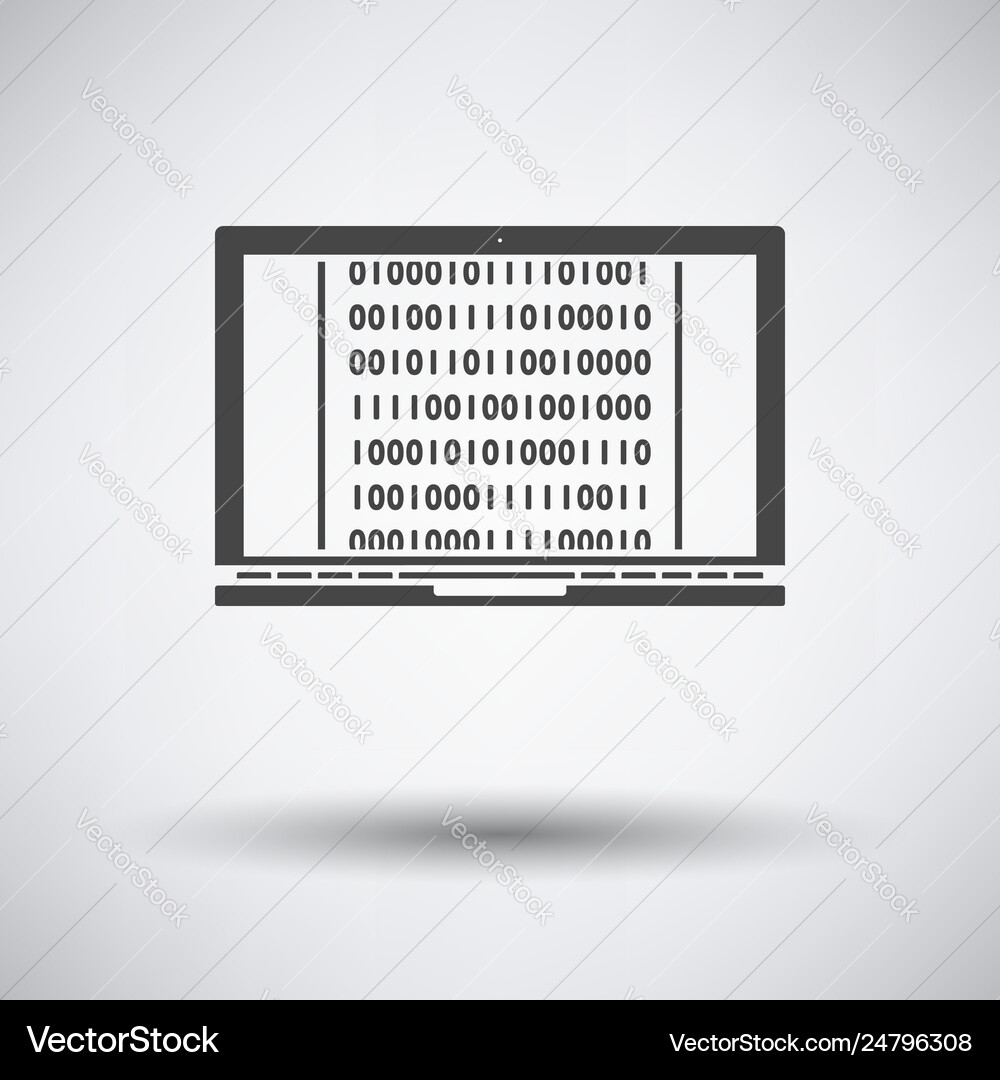 Laptop with binary code icon Vector Image