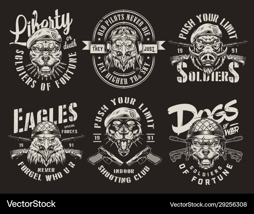 Military Animal Prints - Vintage Style Vector Image