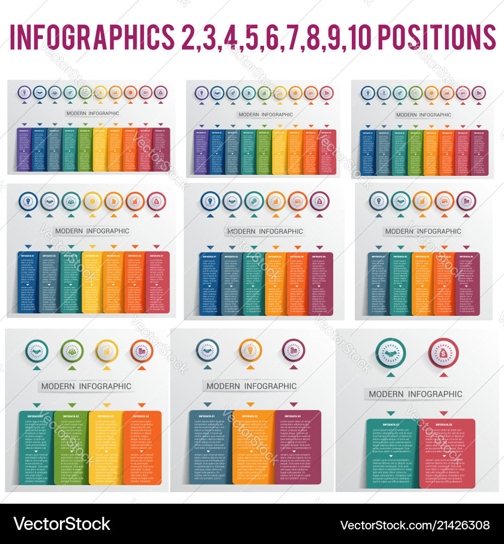 Modern Infographic Templates - Buttons & Columns Vector Image