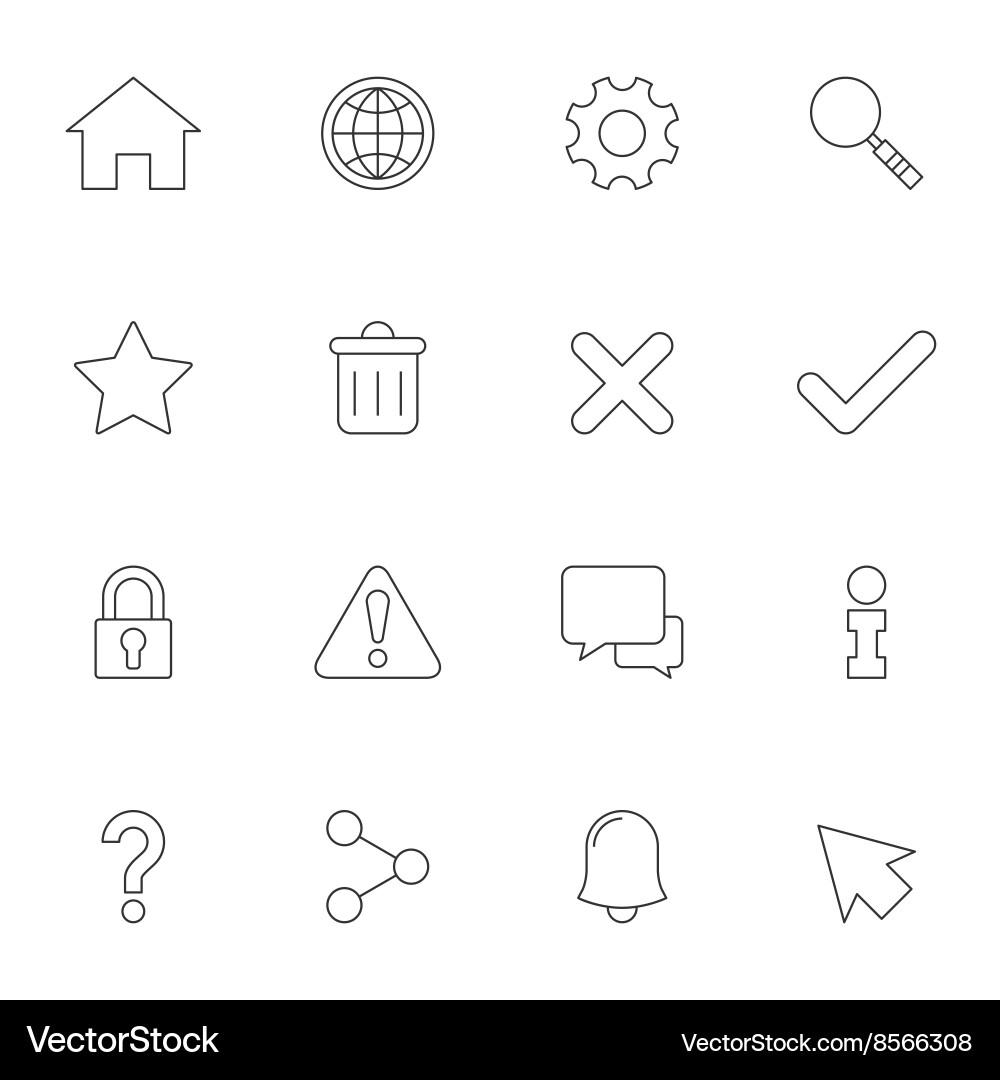 Outline Web Interface Icons vector image