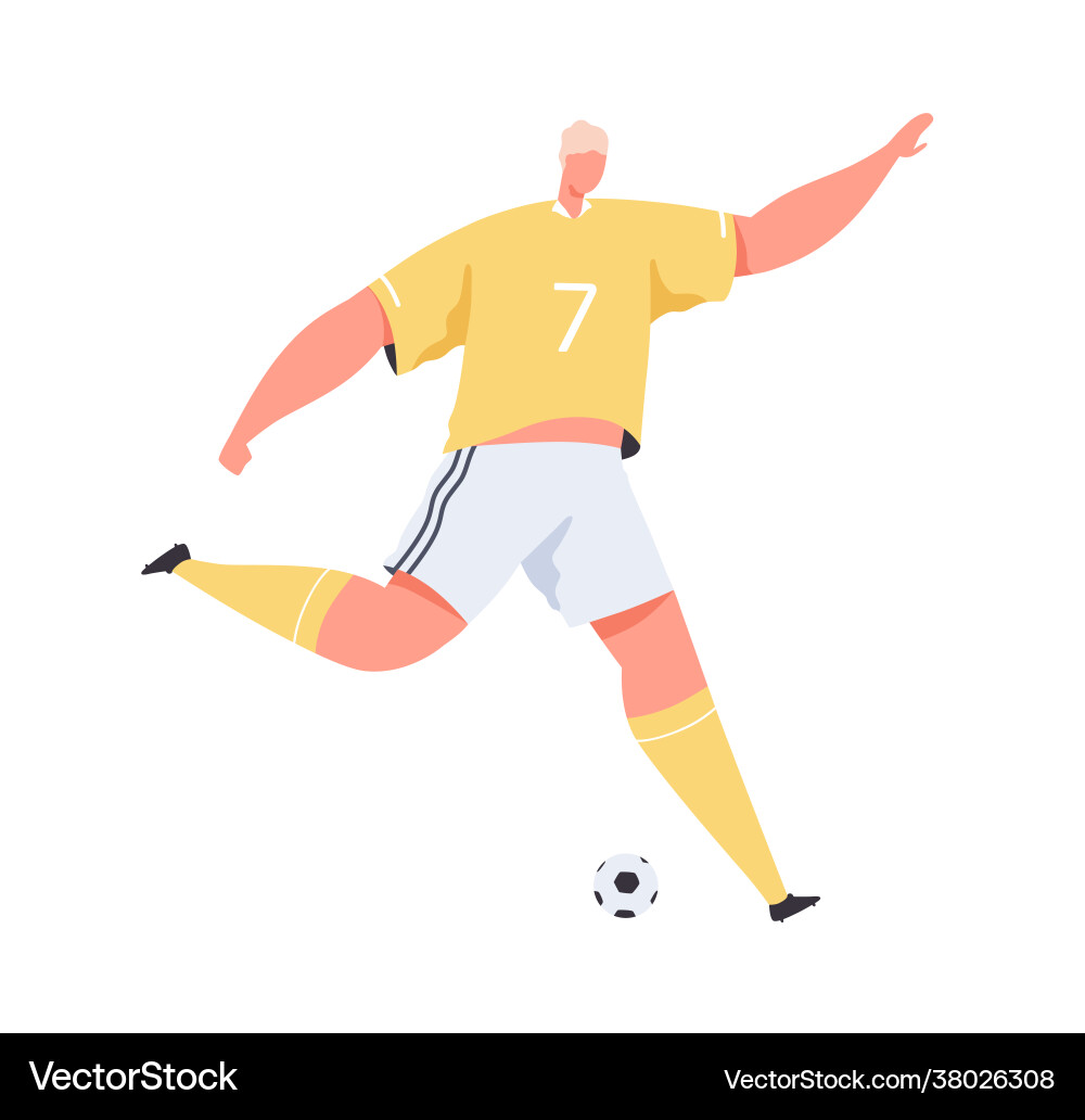 Professional soccer player running and kicking vector image