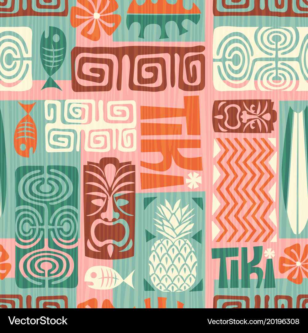 Retro Tiki Pattern - Tropical Vibes vector image