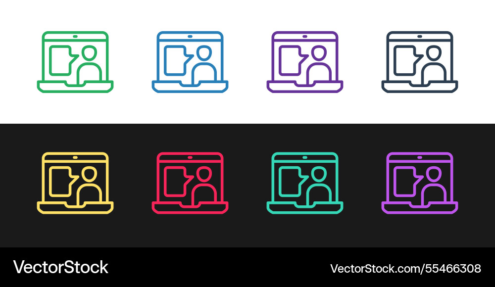 Set line e-learning of different foreign Vector Image