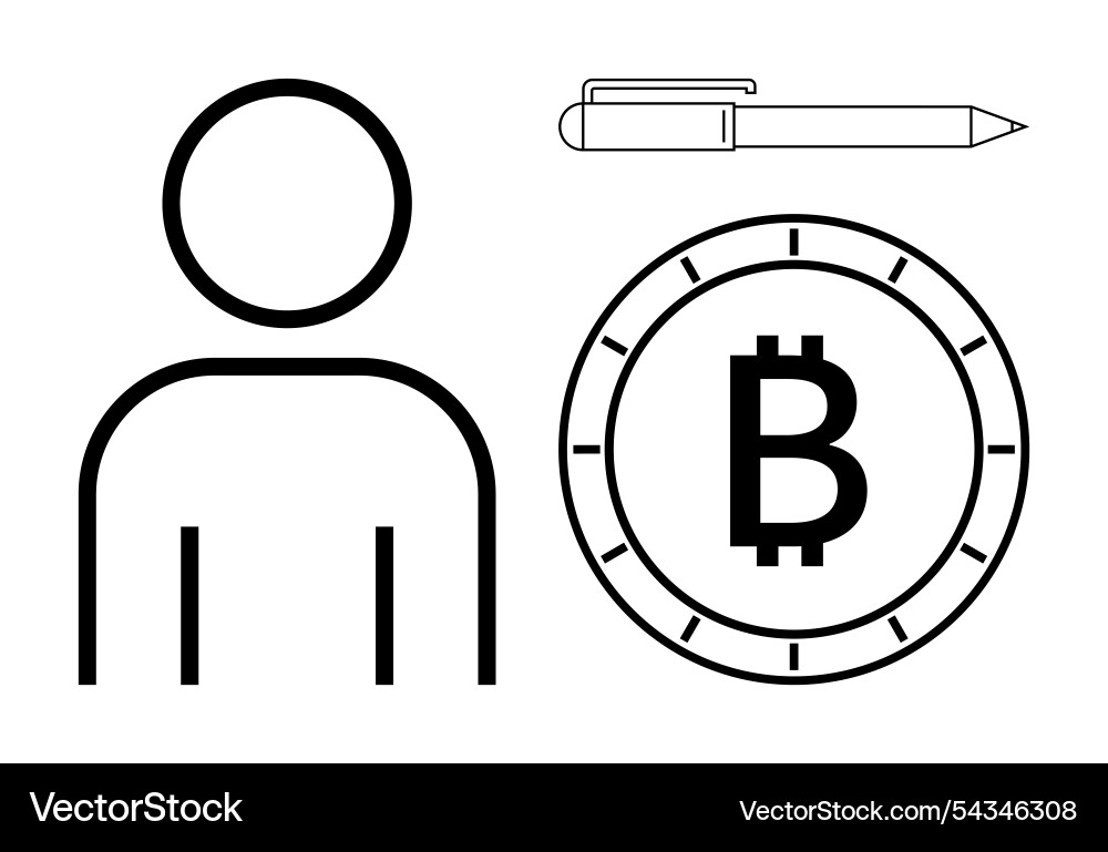 Simplistic design featuring bitcoin symbol user Simplistic design featuring bitcoin symbol user vector image