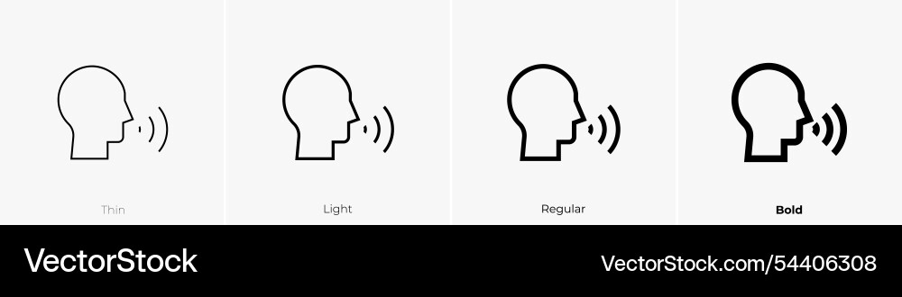 Voice recognition icon thin light regular Voice recognition icon thin light regular vector image