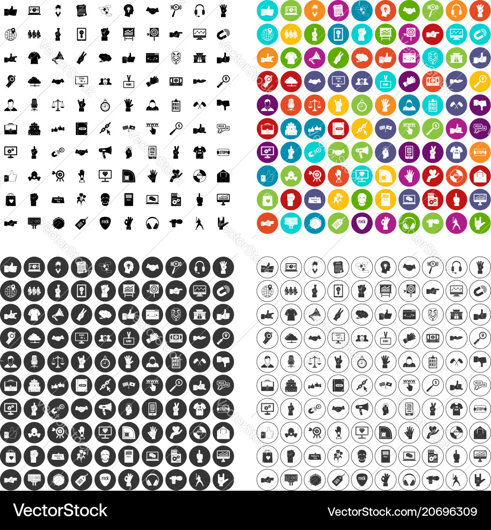 100 different gestures icons set variant Vector Image