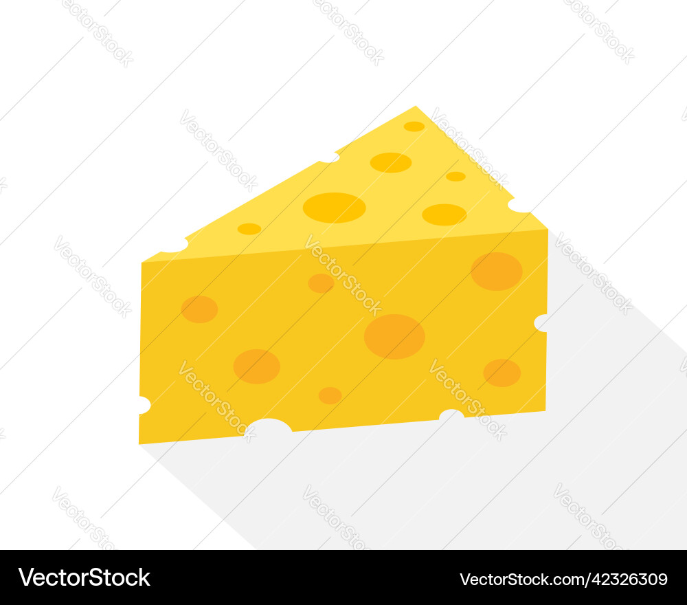 Cheese icon triangle slice with shadow Cheese icon triangle slice with shadow Vector Image
