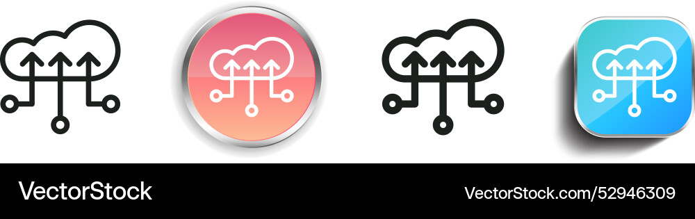 Cloud icon thin linear regular and button style vector image