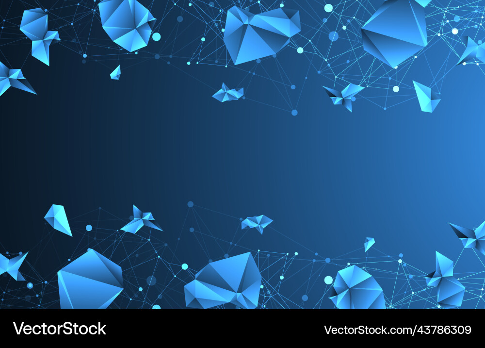 Connected polygons glowing blue plexus background vector image