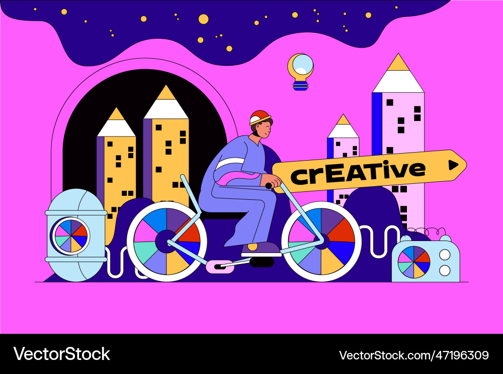 Creative process web concept with character scene vector image