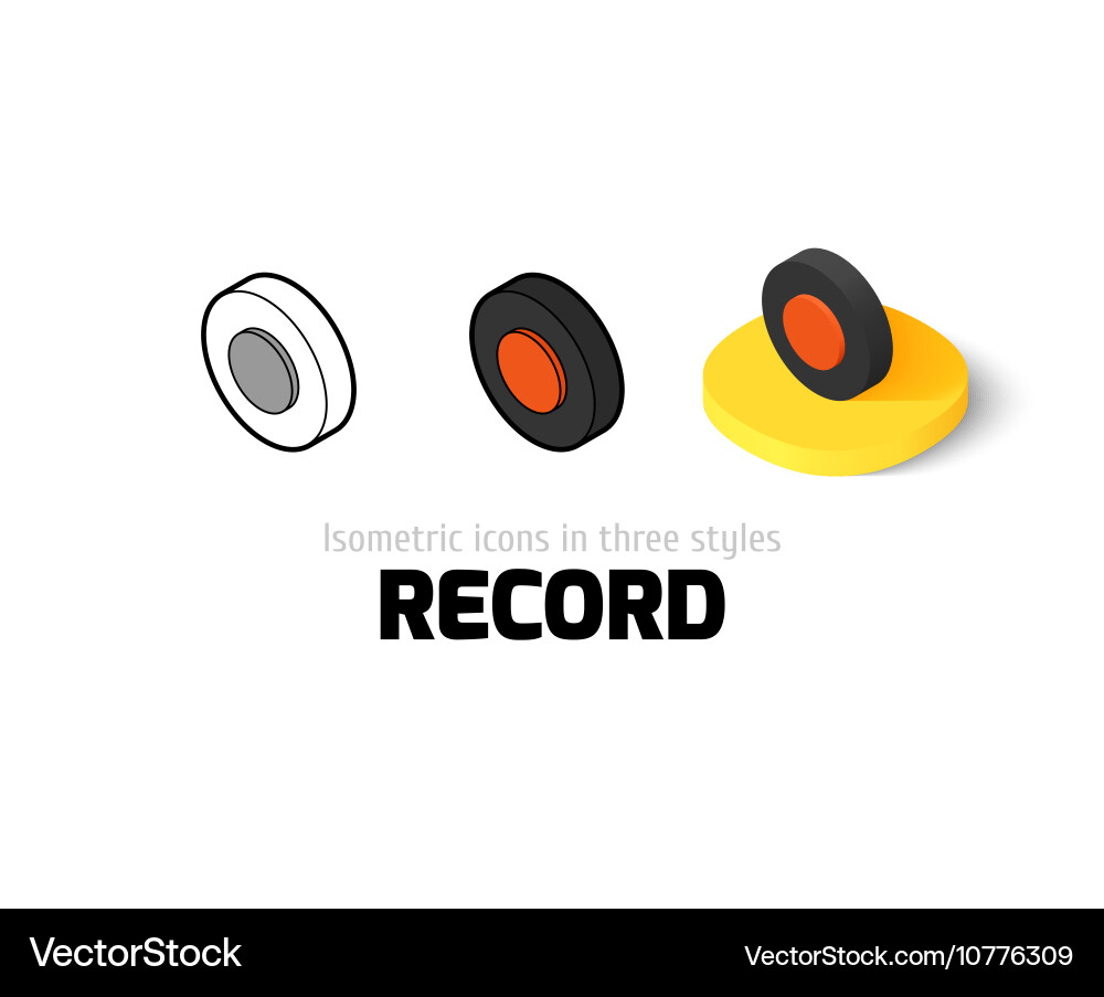 Record icon in different style Vector Image
