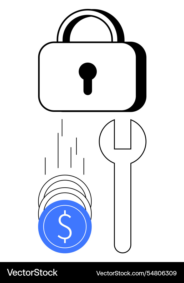 Secure financial transactions with lock falling Secure financial transactions with lock falling Vector Image