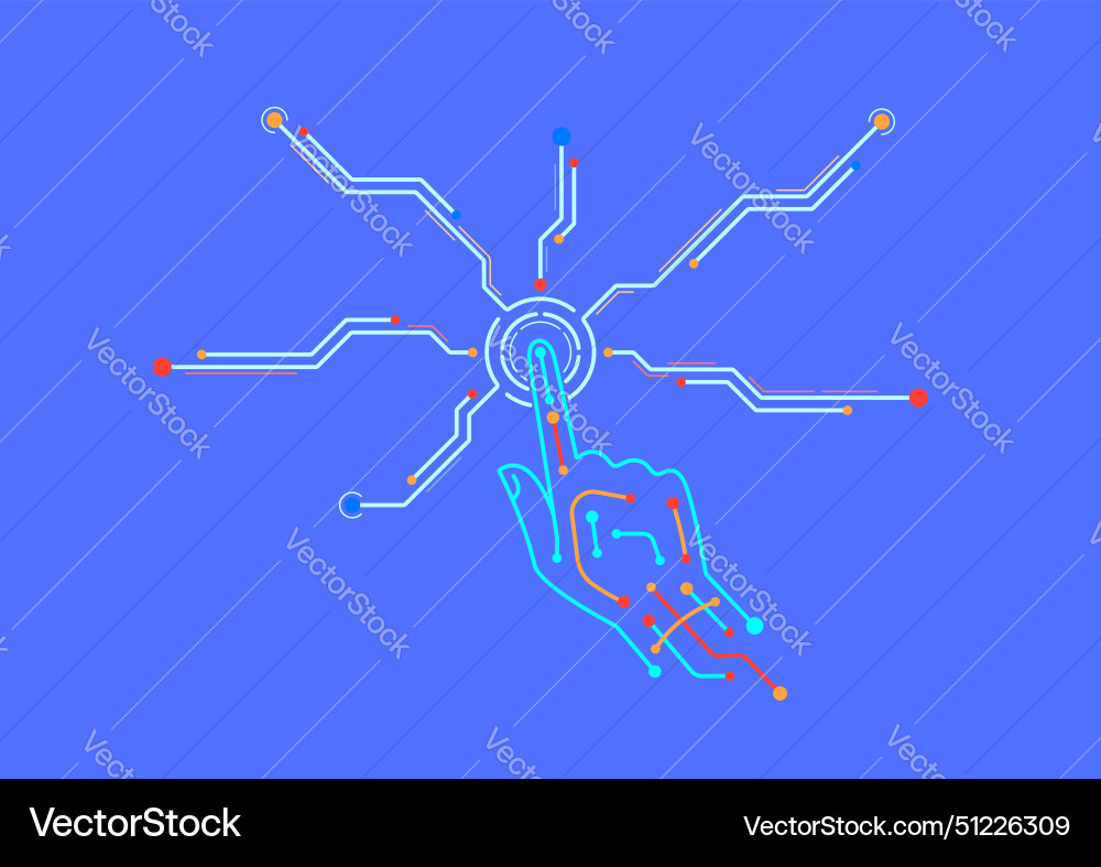Sensor hand touch or push button on digital device Sensor hand touch or push button on digital device vector image