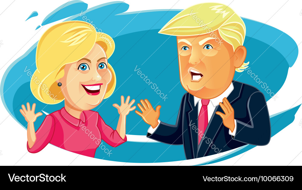 Trump vs Clinton Political Cartoon Vector Image