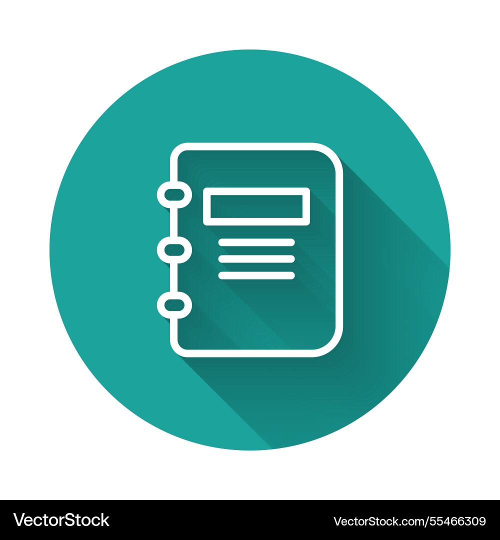 White line notebook icon isolated with long White line notebook icon isolated with long Vector Image