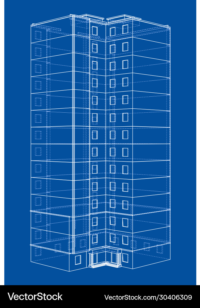 Wire-frame model a multi-storey building Wire-frame model a multi-storey building vector image