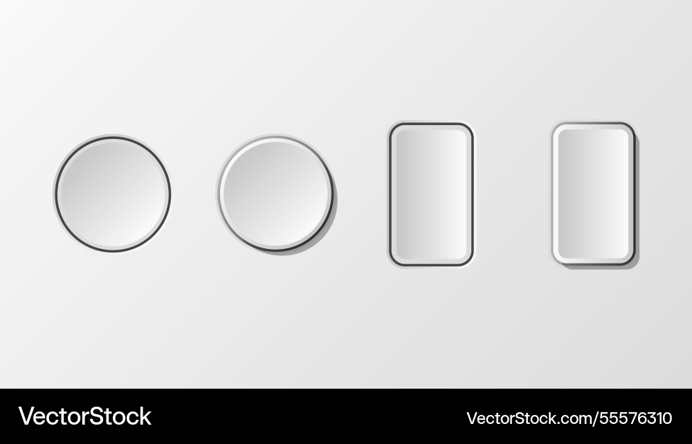 3d button circle and rectangle shapes neomorphism 3d button circle and rectangle shapes neomorphism vector image