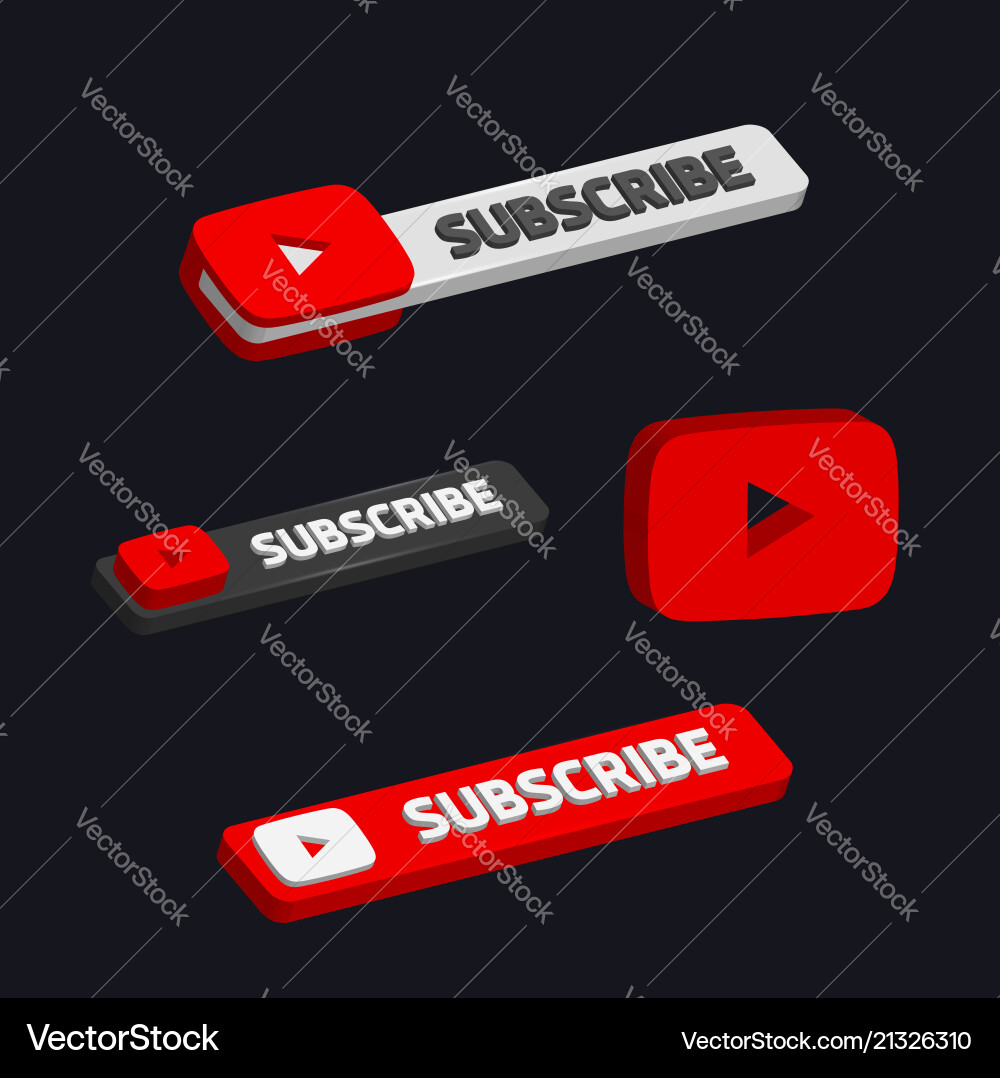3D YouTube Subscription Button vector image