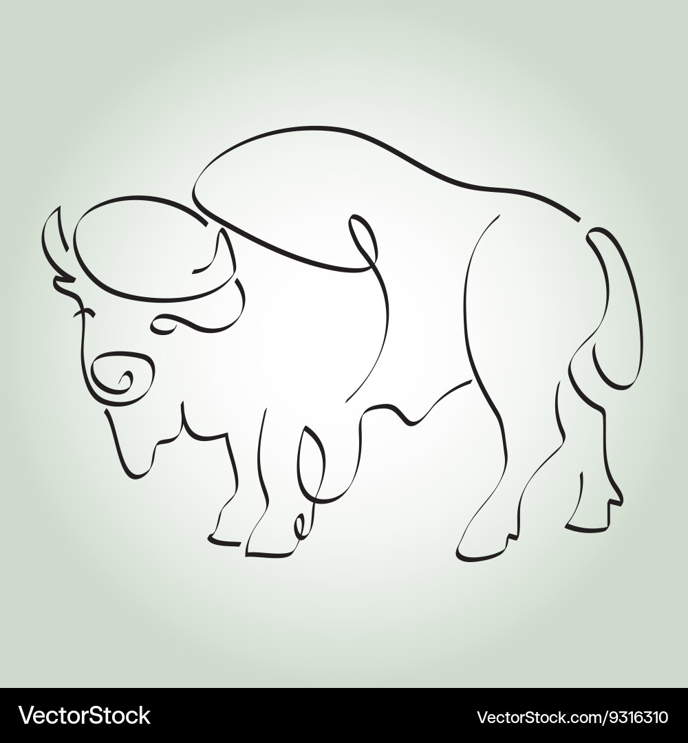 Bison in minimal line style vector image