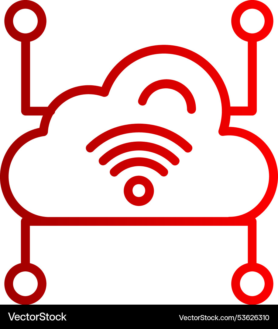 Cloud data line gradient icon vector image