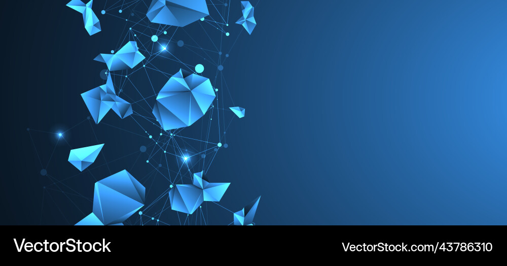 Connected polygons glowing blue plexus background Vector Image