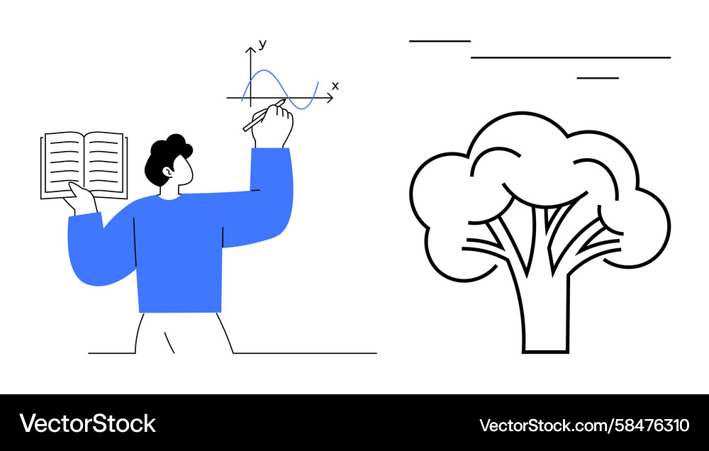 Math Study with Graph & Tree Vector Image