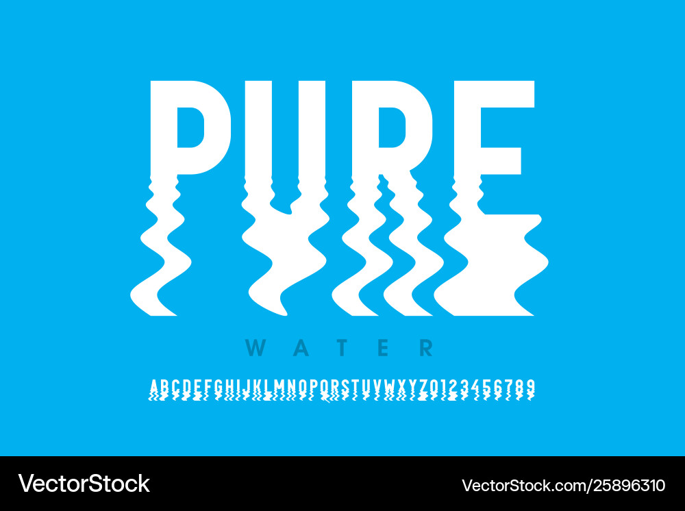 Modern Ripple Font - Water Style vector image