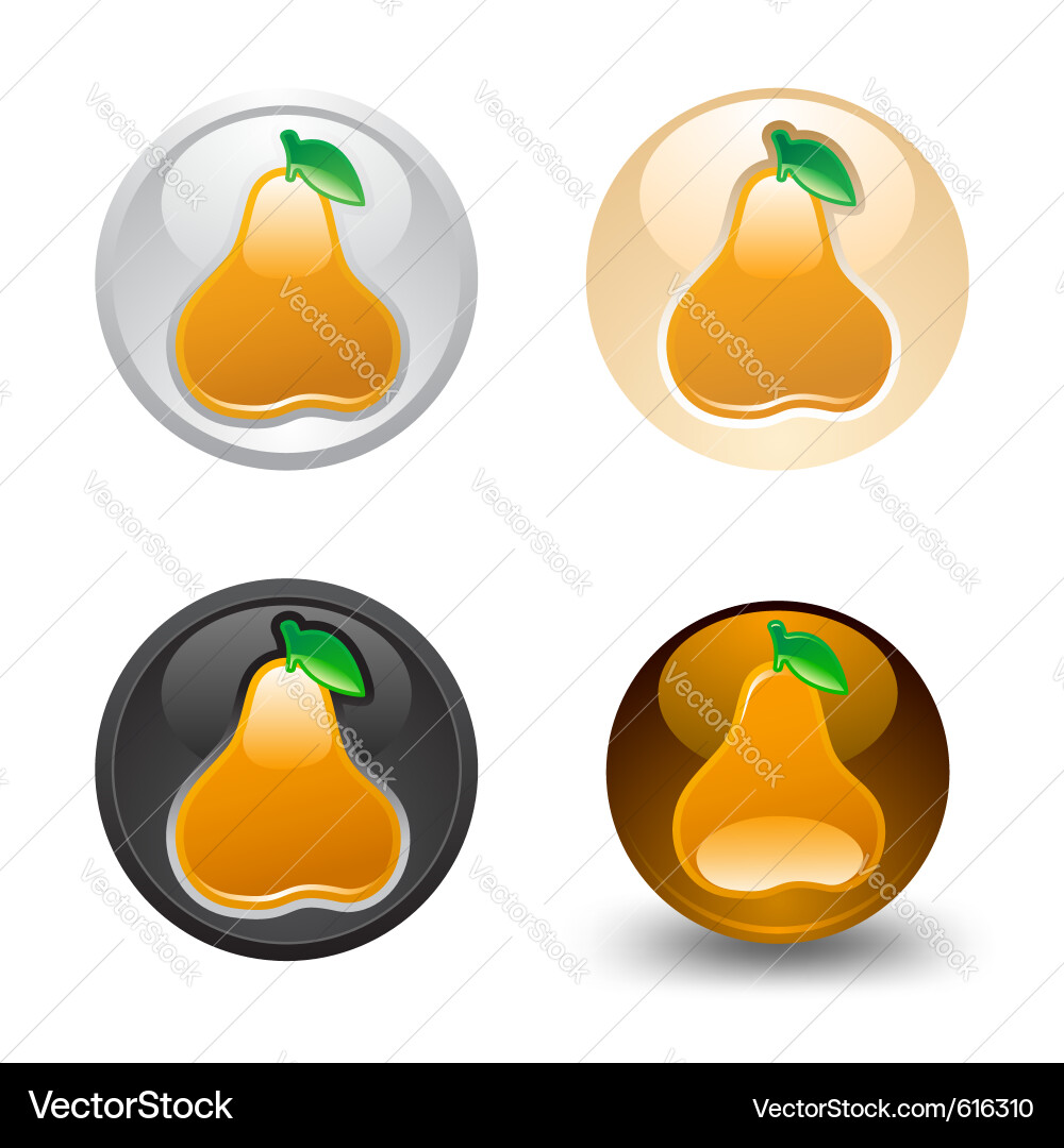 Pear button set web 20 icons vector image