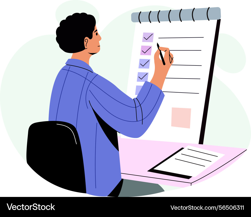 A character mark its task list flat style Vector Image