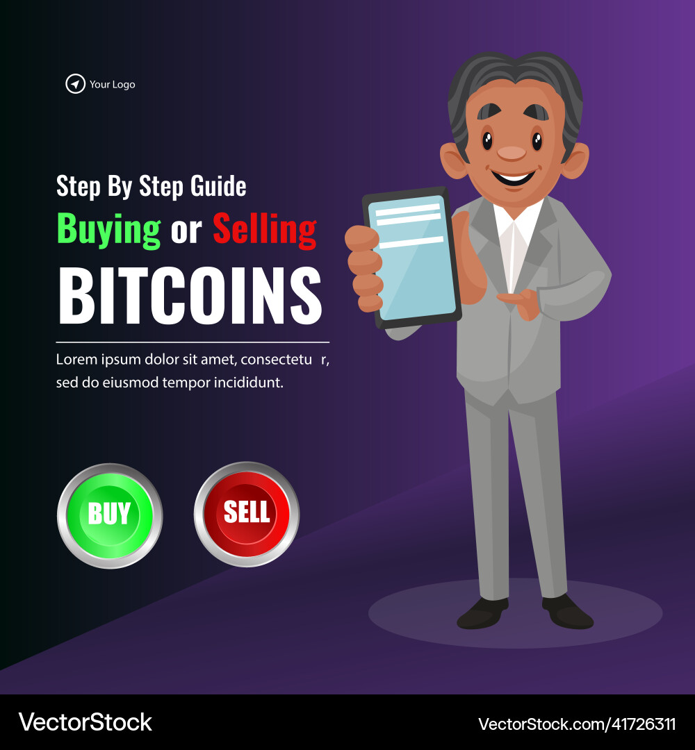 Buying or selling bitcoins banner design – Royalty-Free Vector | VectorStock