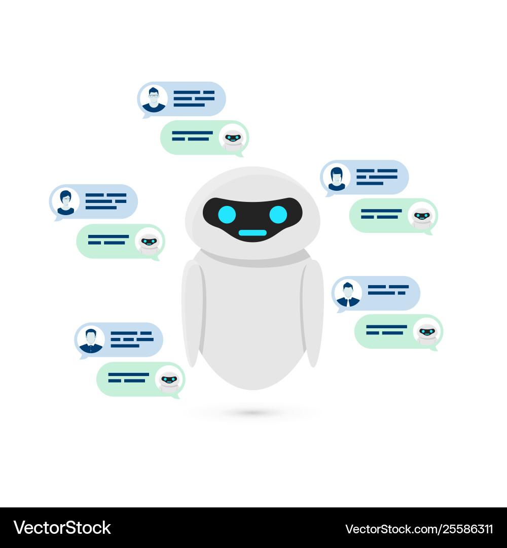Chatbot concept bot or robot give answer for user Chatbot concept bot or robot give answer for user vector image