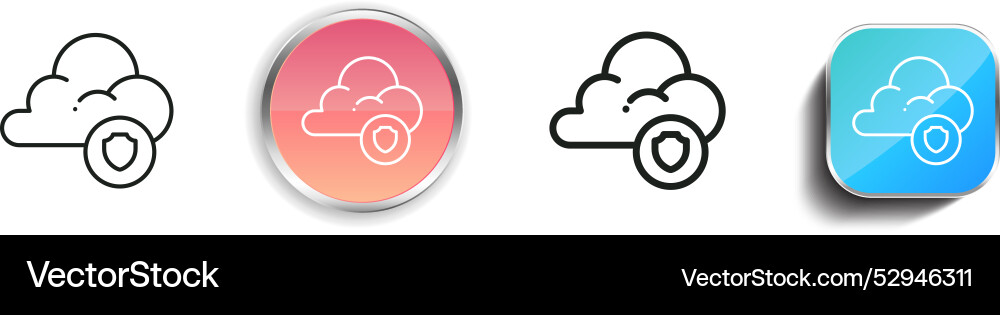 Cloud icon thin linear regular and button style vector image