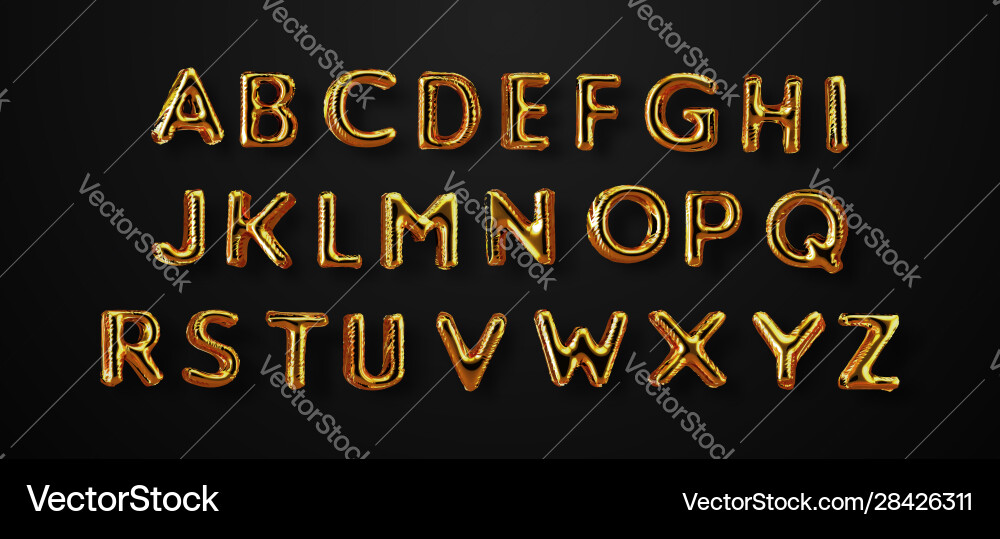 Gold Foil Alphabet Balloons - ABC Set Vector Image