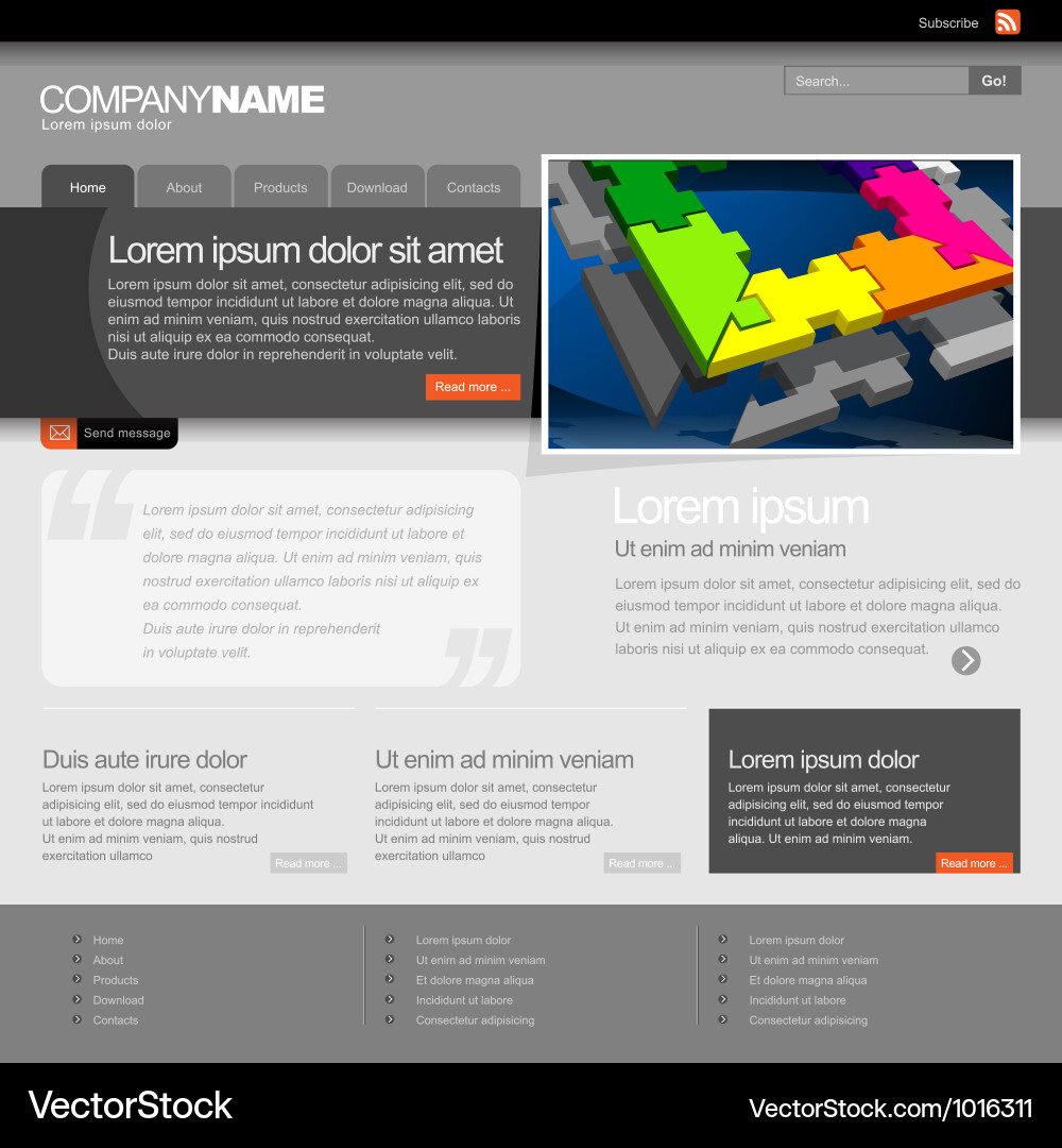 Gray website template 960 grid Vector Image