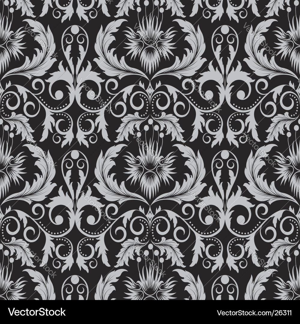 Grey Floral Seamless Pattern Vector Image