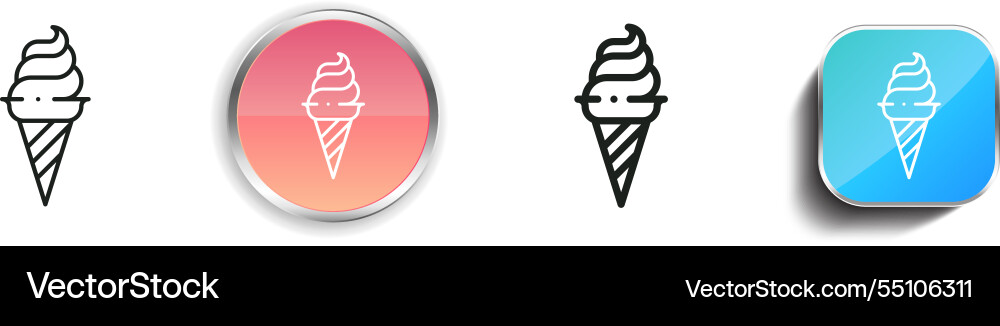 Ice cream icon thin linear regular and button Vector Image