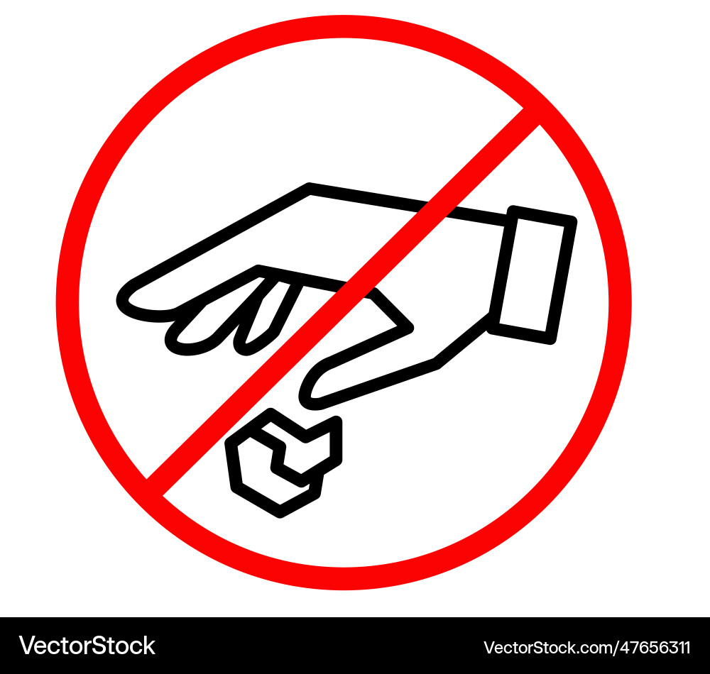 No littering sign hand gesture red black don t No littering sign hand gesture red black don t vector image