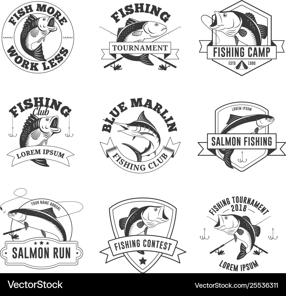 Set vintage fishing badges Set vintage fishing badges vector image