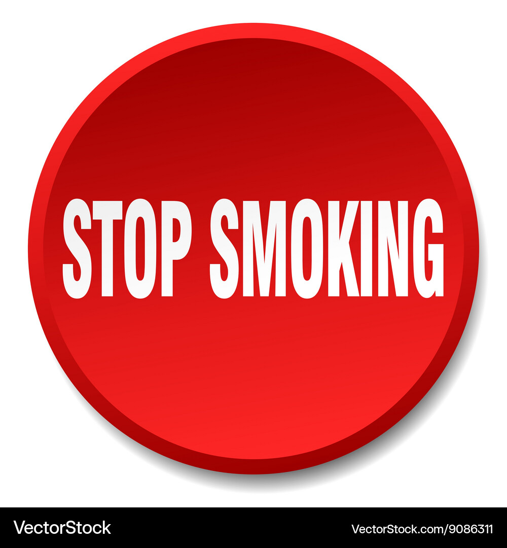 Stop smoking red round flat isolated push button Vector Image
