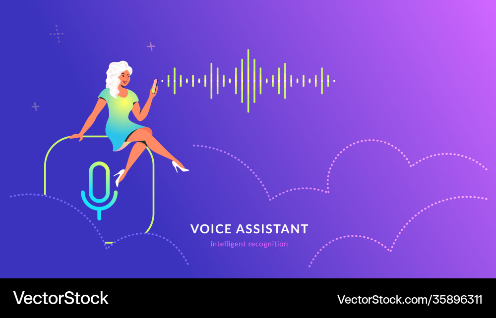 Voice assistant and speech recognition mobile app Voice assistant and speech recognition mobile app vector image