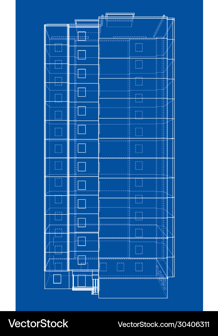Wire-frame model a multi-storey building Wire-frame model a multi-storey building vector image