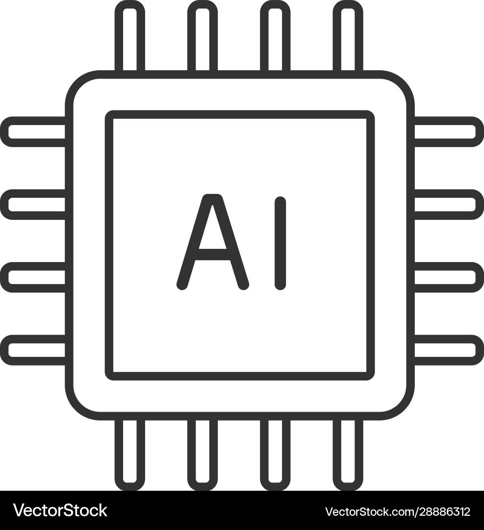Ai processor linear icon Ai processor linear icon vector image