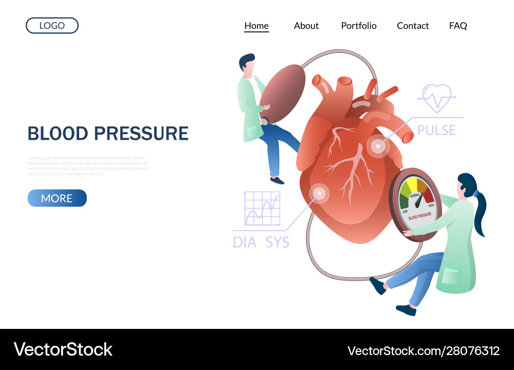 Blood pressure website landing page design Blood pressure website landing page design vector image