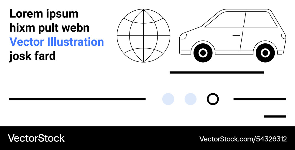 Car and globe with text elements in minimalist Car and globe with text elements in minimalist Vector Image