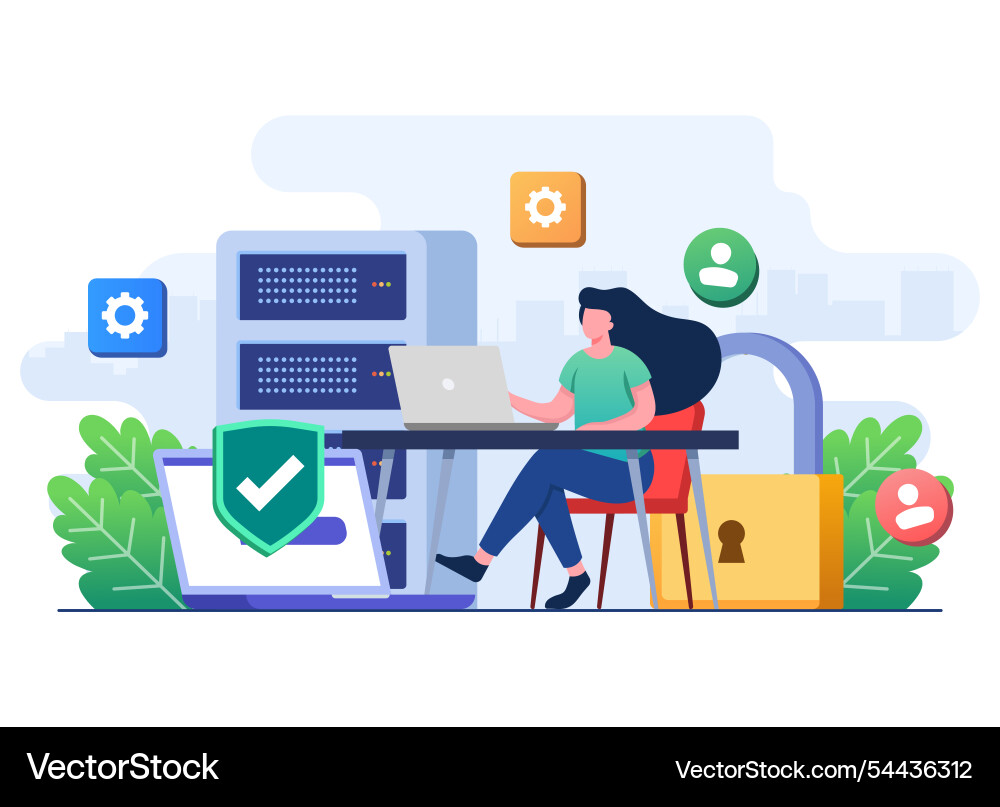 Database protection cyber security data center Database protection cyber security data center vector image