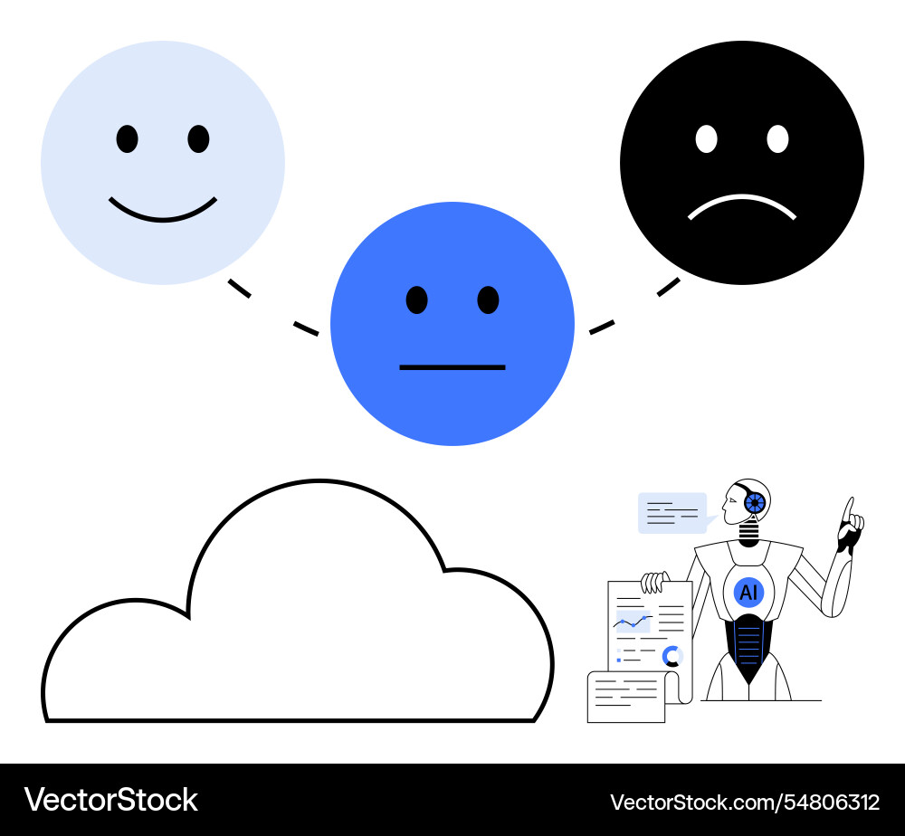 Emotional states and ai interaction for data Emotional states and ai interaction for data Vector Image