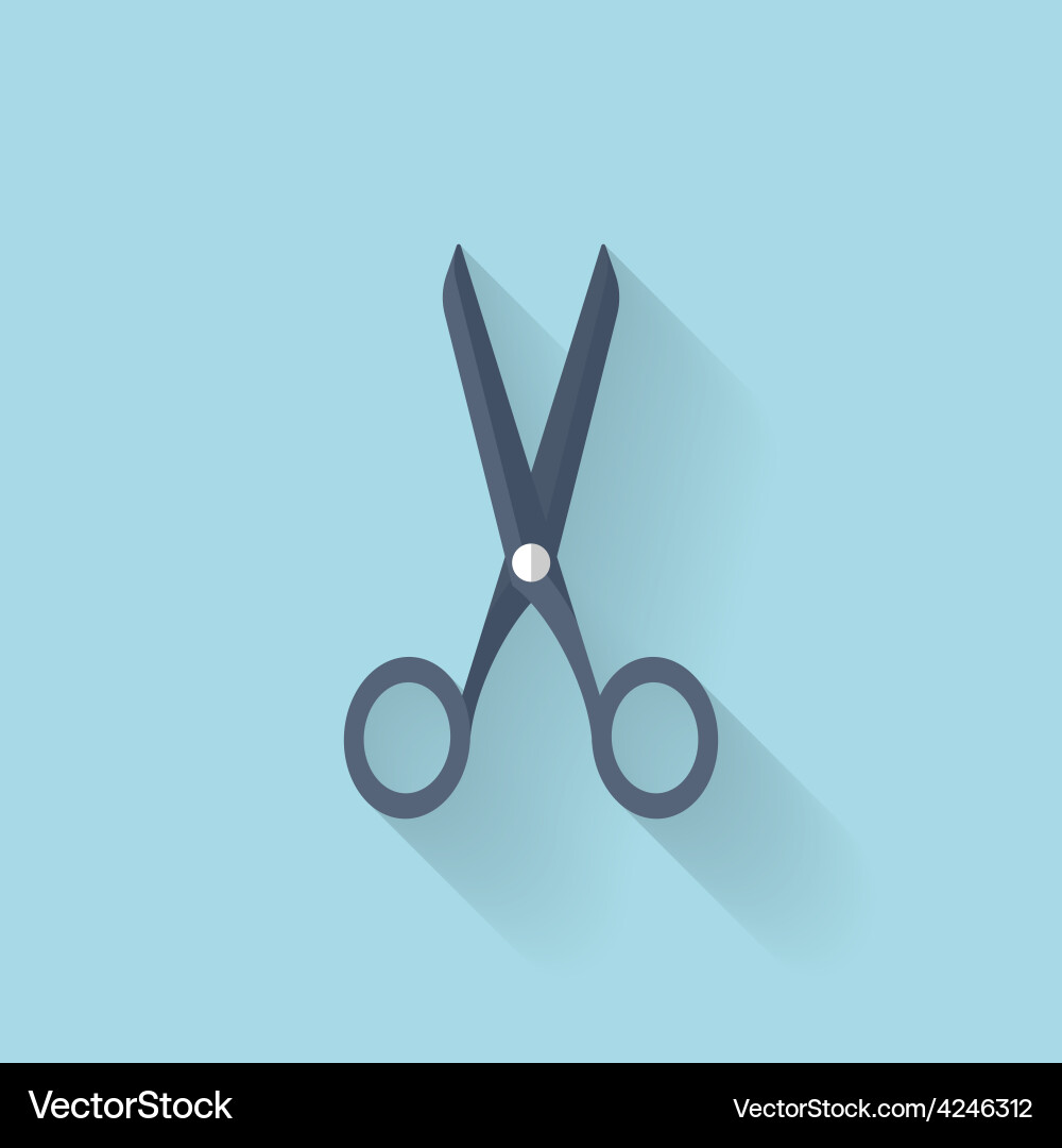 Flat scissors icon with long shadow Vector Image